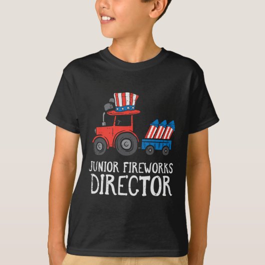 Vuurwerk Directeur Tractor 4th of July Boys Kinder T-shirt (Voorkant)