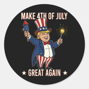 Vuurwerk Donald Trump maakt 4 juli weer geweldig Ronde Sticker
