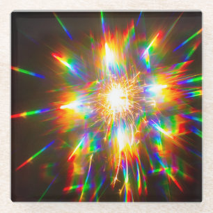 Vuurwerk door een 3D-bril 1 Glazen Onderzetter