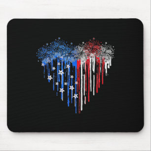Vuurwerk druipend hart Amerikaanse vlag 4 juli Muismat