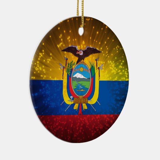 Vuurwerk; Ecuador Vlag Keramisch Ornament (Rechts)