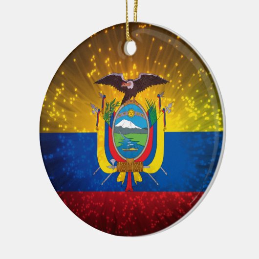 Vuurwerk; Ecuador Vlag Keramisch Ornament (Links)