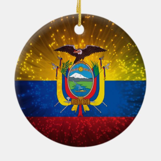 Vuurwerk; Ecuador Vlag Keramisch Ornament (Achterkant)