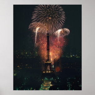 Vuurwerk, Eiffeltoren, Parijs, Frankrijk Poster