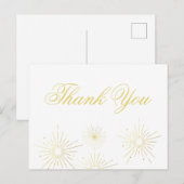 Vuurwerk Elegante Gouden Script Bedankkaart  Briefkaart (Voorkant / Achterkant)