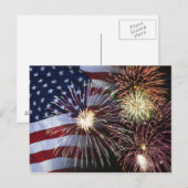 Vuurwerk en Amerikaanse vlag Briefkaart (Voorkant / Achterkant)