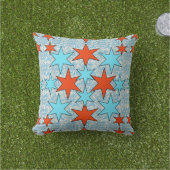 Vuurwerk en Amerikaanse vlag Buitenkussen (Gras)