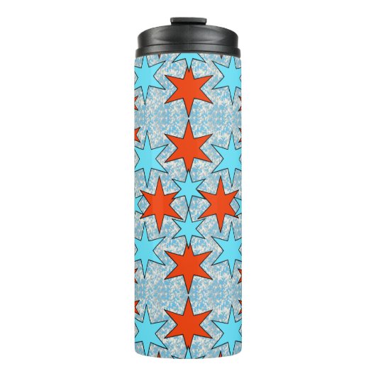 Vuurwerk en Amerikaanse vlag Thermosbeker (Voorkant)