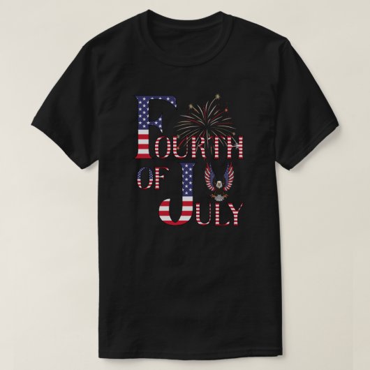 Vuurwerk en Amerikaanse Zeearend Onafhankelijkheid T-shirt (Design voorkant)