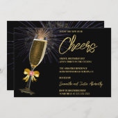 Vuurwerk en Bubble New Years uitnodiging (Voorkant / Achterkant)