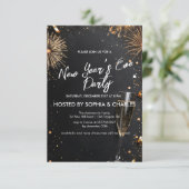 Vuurwerk en champagne oudejaarsfeest kaart (Staand voorkant)