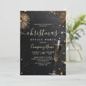 Vuurwerk en champagne vakantie Kantoor Party Kaart (Staand voorkant)