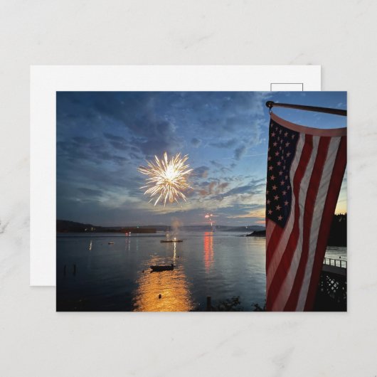 Vuurwerk en de vlag! briefkaart (Voorkant / Achterkant)