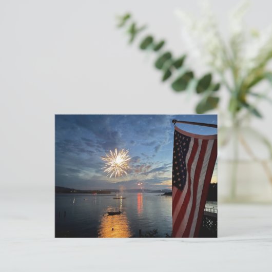 Vuurwerk en de vlag! briefkaart (Staand voorkant)