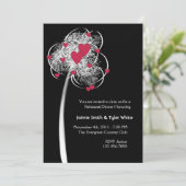 Vuurwerk en harten Reheasal Dinner Invitation Kaart (Staand voorkant)