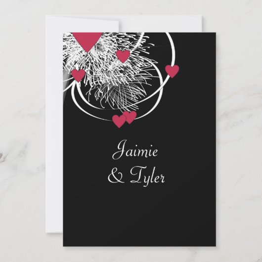 Vuurwerk en harten Reheasal Dinner Invitation Kaart (Achterkant)