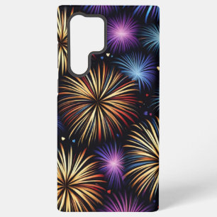 Vuurwerk en harten repetitief patroon samsung galaxy hoesje