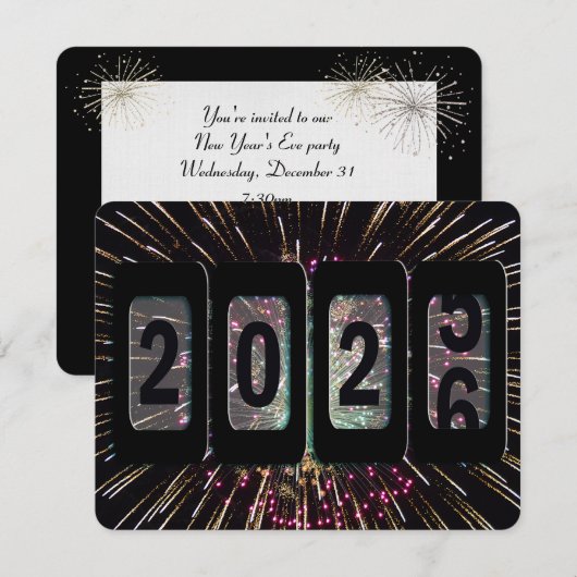 Vuurwerk en kilometerteller 2025 Nieuwjaarsfeest Kaart (Voorkant / Achterkant)