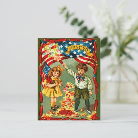  vuurwerk en Kinder Briefkaart (Staand voorkant)