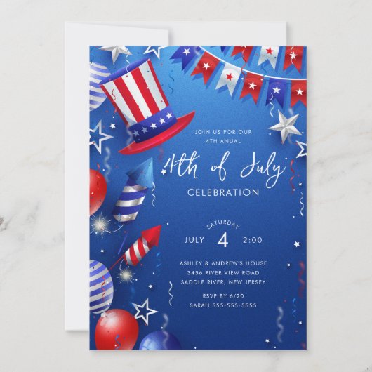 Vuurwerk en plezier 4 juli kaart (Voorkant)