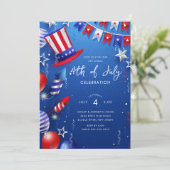 Vuurwerk en plezier 4 juli kaart (Staand voorkant)