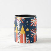 Vuurwerk en sterren en maan op zwart mok (Midden)