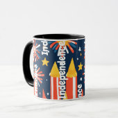 Vuurwerk en sterren en maan op zwart mok (Voorkant links)