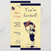 Vuurwerk en vlag 4de van de Douane van Juli Uitnod Kaart (Voorkant / Achterkant)