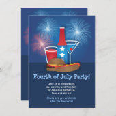 Vuurwerk en voedsel 4 juli uitnodiging (Voorkant / Achterkant)