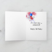 vuurwerk en wijnglas - verjaardag kaart (Binnen)