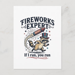 Vuurwerk Expert Wasbeer Vintage Vier Juli T-Shirt Briefkaart