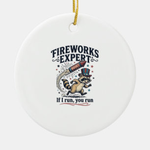 Vuurwerk Expert Wasbeer Vintage Vier Juli T-Shirt Keramisch Ornament