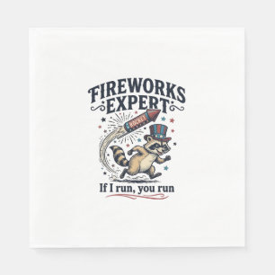 Vuurwerk Expert Wasbeer Vintage Vier Juli T-Shirt Servet