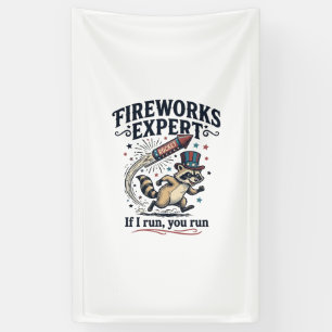 Vuurwerk Expert Wasbeer Vintage Vier Juli T-Shirt Spandoek
