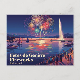 Vuurwerk Fêtes de Genève Zwitserland Briefkaart