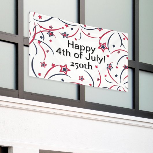 Vuurwerk Fijne 4 juli 250ste Spandoek (Buitenkant Gebouw)