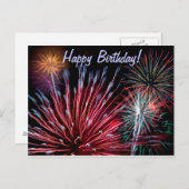 Vuurwerk, fijne verjaardag! briefkaart (Voorkant / Achterkant)