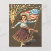 Vuurwerk Firecracker Girl US Flag Star Briefkaart (Voorkant)