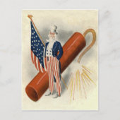 Vuurwerk Firecracker Uncle Sam US Vlag Briefkaart (Voorkant)