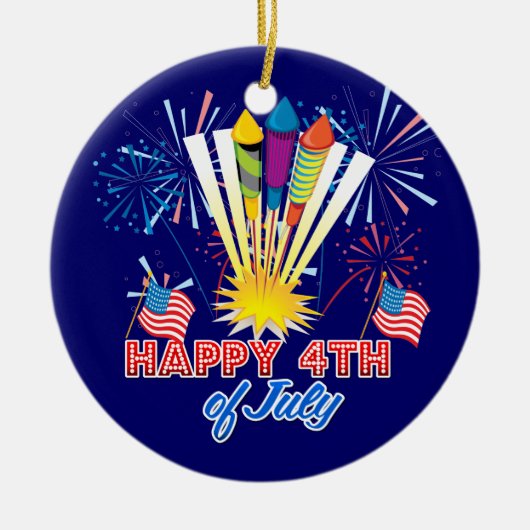 Vuurwerk Fun, 4 juli Keramisch Ornament (Voorkant)