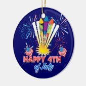 Vuurwerk Fun, 4 juli Keramisch Ornament (Links)