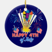 Vuurwerk Fun, 4 juli Keramisch Ornament (Achterkant)