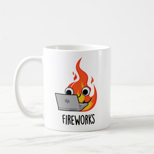 Vuurwerk Funny Fire Flame Pun Koffiemok (Links)