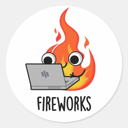 Vuurwerk Funny Fire Flame Pun Ronde Sticker (Voorkant)