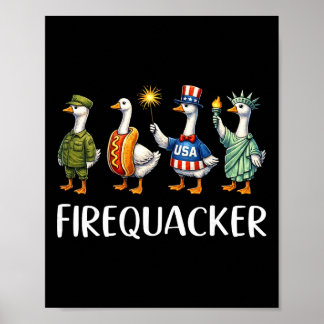 Vuurwerk Gans Squad Gelukkig Vierde 4 Juli NL Poster