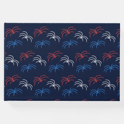 Vuurwerk Gastenboek (Navy Blue, Rood & Wit) (Voorkant)