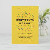 Vuurwerk Geel Rood Groen Zwart Juneteenth BBQ Kaart (Staand voorkant)