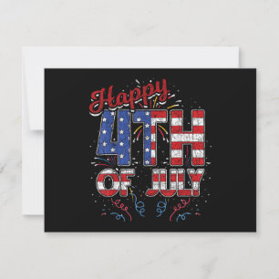 Vuurwerk Gelukkig 4 juli Amerikaanse vlag Amerikaa Feestdagenkaart