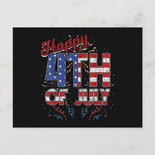 Vuurwerk Gelukkig 4 juli Amerikaanse vlag Amerikaa Informatiekaartje
