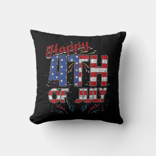 Vuurwerk Gelukkig 4 juli Amerikaanse vlag Amerikaa Kussen